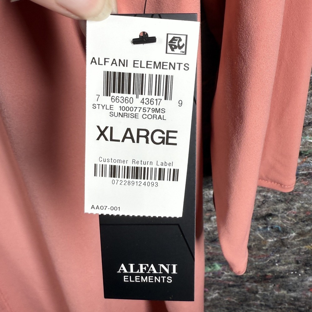 Alfani Tunic Top‎ Women XL Sunrise Coral 3/4 Sleeve Boat Neck Stretch - Picture 6 of 15